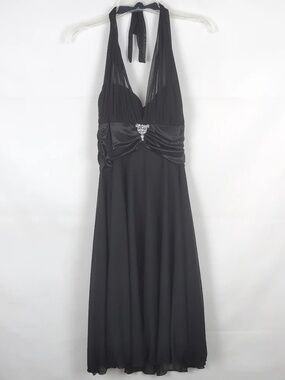 Vintage XOXO Halter Maxi Dress Size L Elegant Formal Cocktail Party Glam Glamour